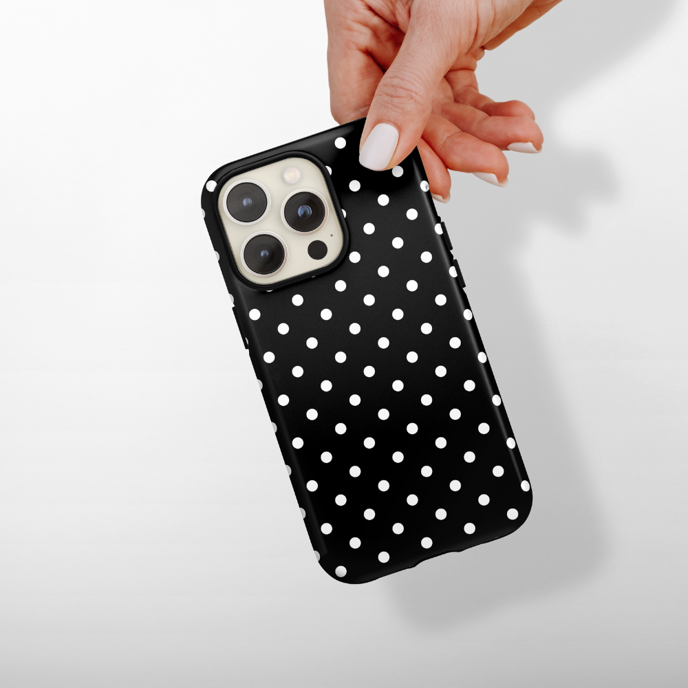 Tough Phone Case - Black Polka Dot