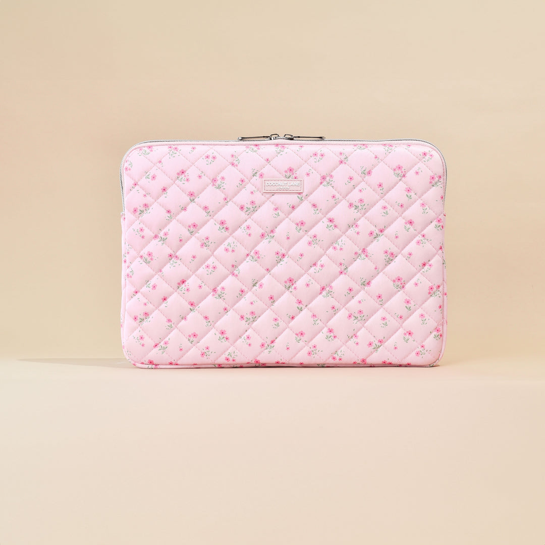 Quilted Ditsy Floral Pink Laptop Sleeve