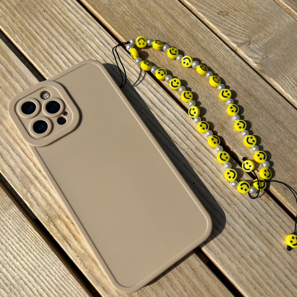 Beaded Phone Strap - Smiley Pearl