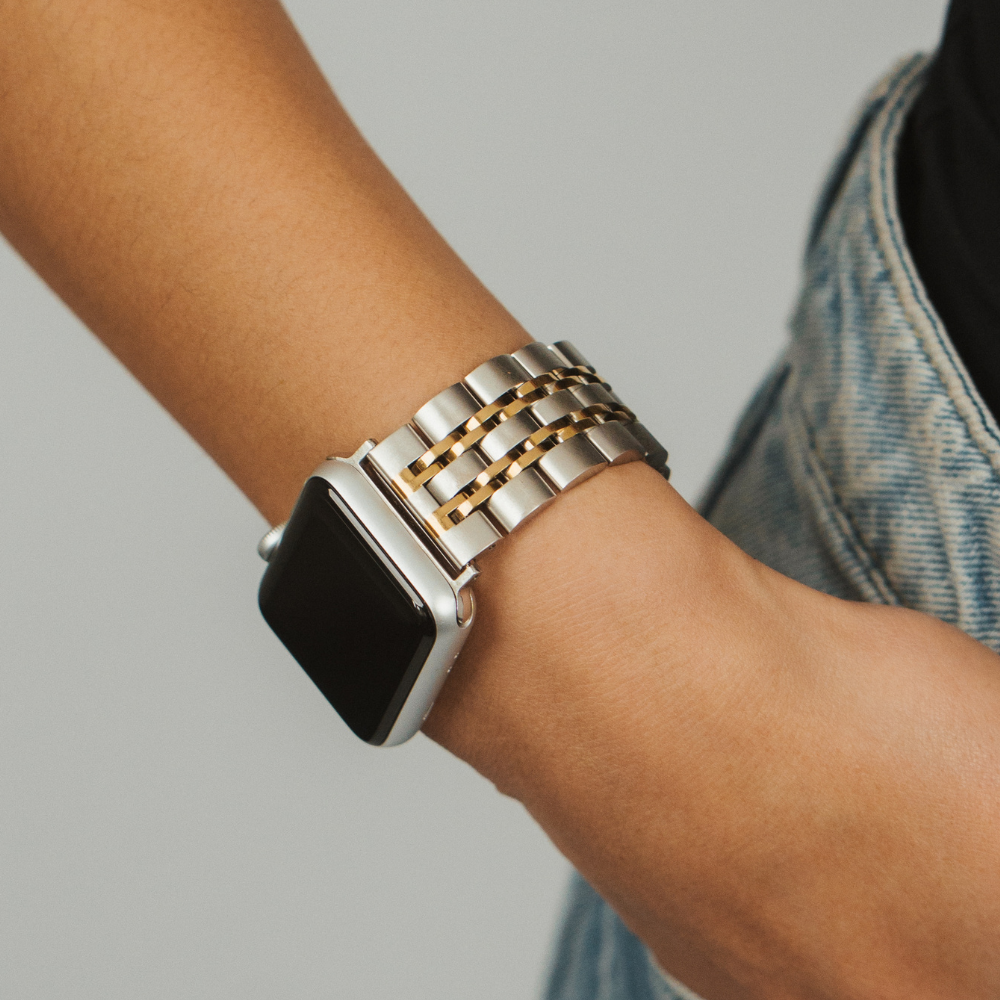 Stainless Steel Apple Watch Strap - Silver & Gold