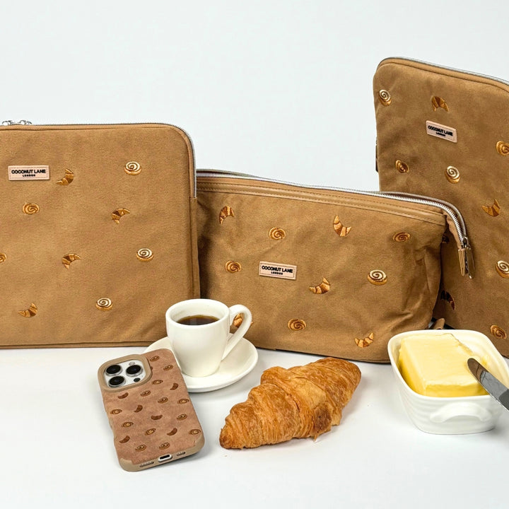 Suedette Expandable Makeup Bag - Croissant Club