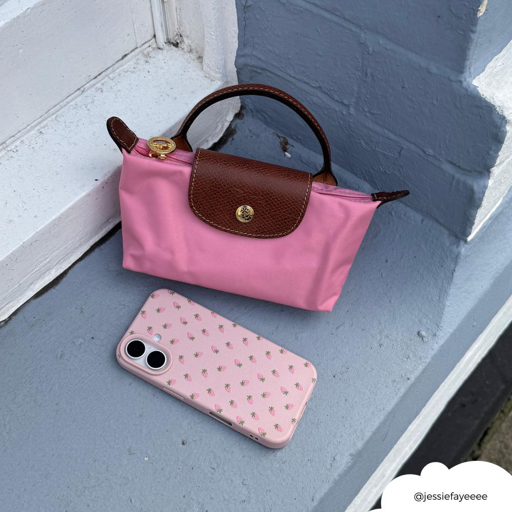 Ditsy Strawberries Phone Case - Powder Pink