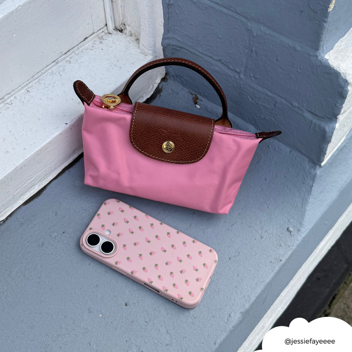 Ditsy Strawberries Phone Case - Powder Pink