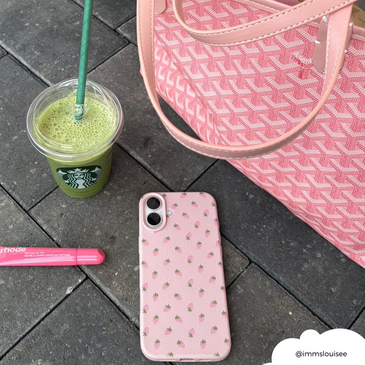 Ditsy Strawberries Phone Case - Powder Pink