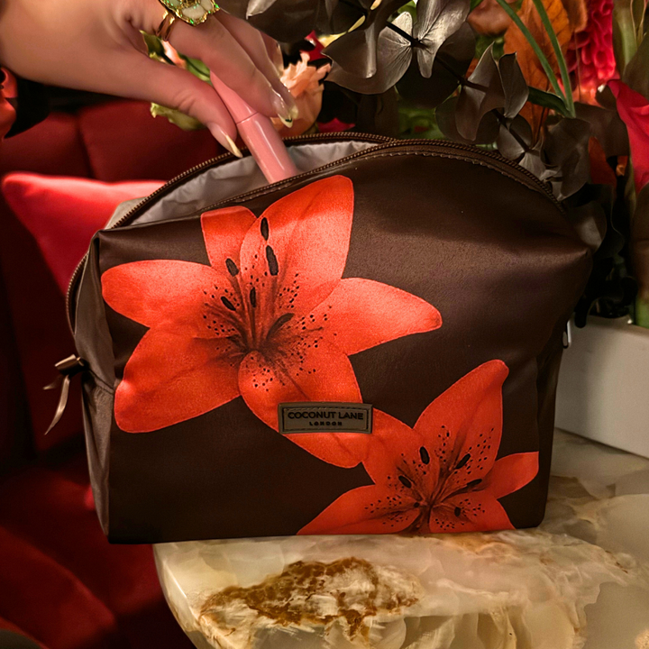 Satin Quilted Makeup Bag - Cinnamon Lily