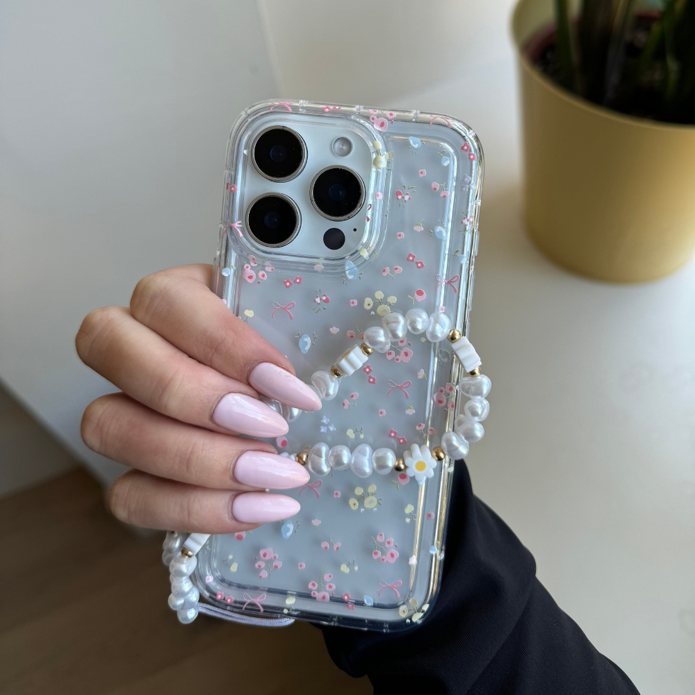 Beaded Phone Strap - Daisy Pearl