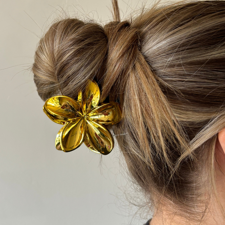 Tropical Flower Claw Clip - Gold
