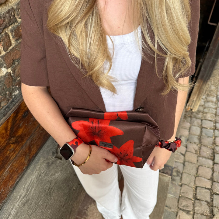 Satin Quilted Makeup Bag - Cinnamon Lily
