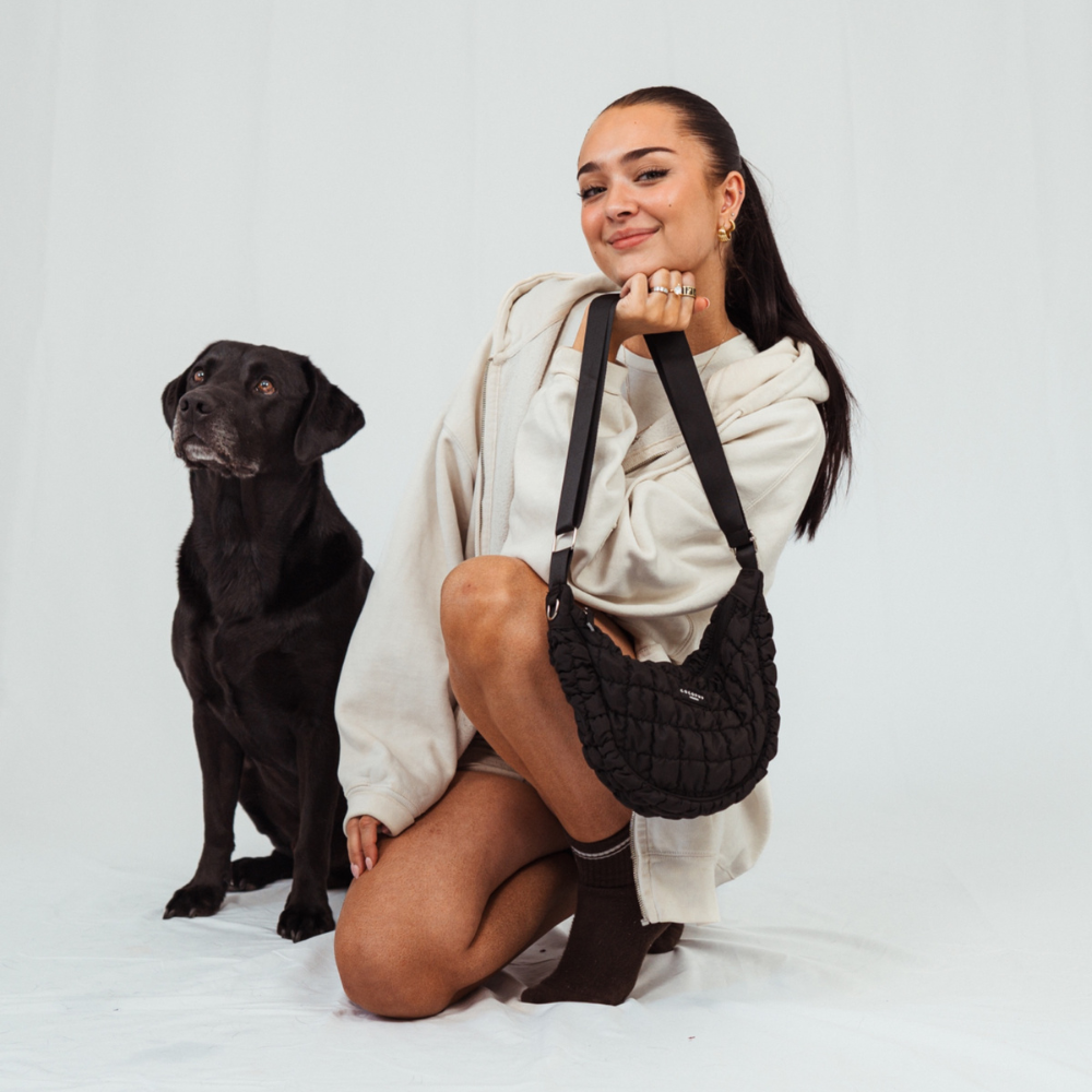 Crossbody Crescent Dog Walking Bag Bundle - Onyx