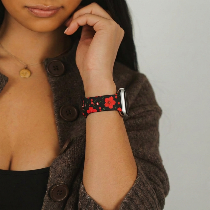 Cherry Hibiscus Apple Watch Strap