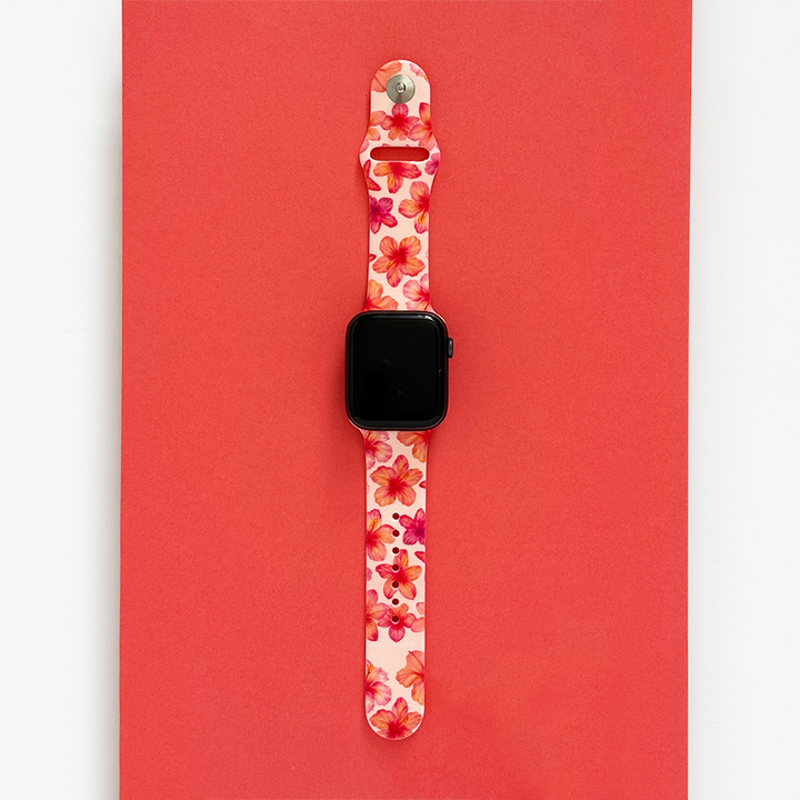 Island Girl Pink Hibiscus Apple Watch Strap