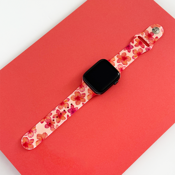 Island Girl Pink Hibiscus Apple Watch Strap