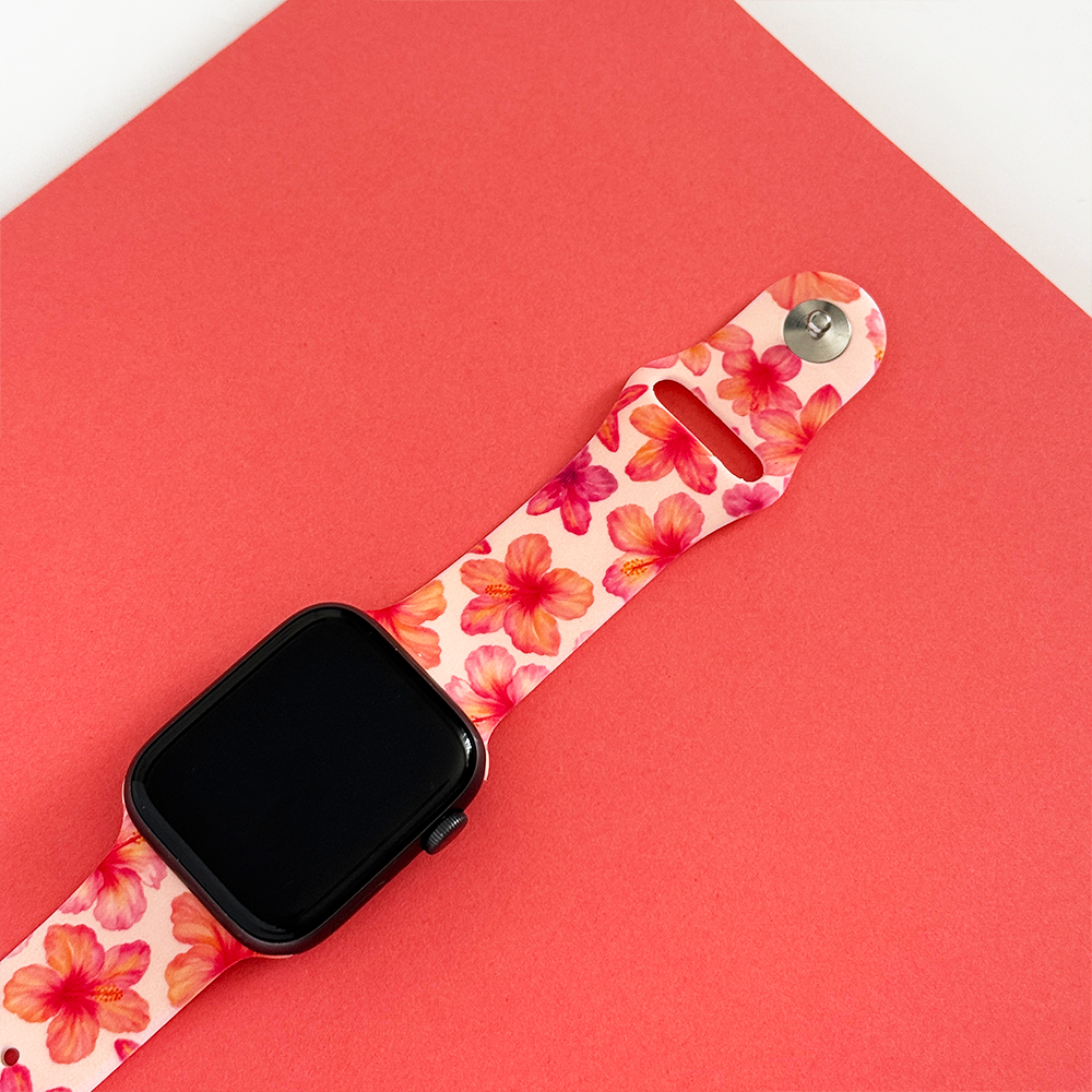 Island Girl Pink Hibiscus Apple Watch Strap
