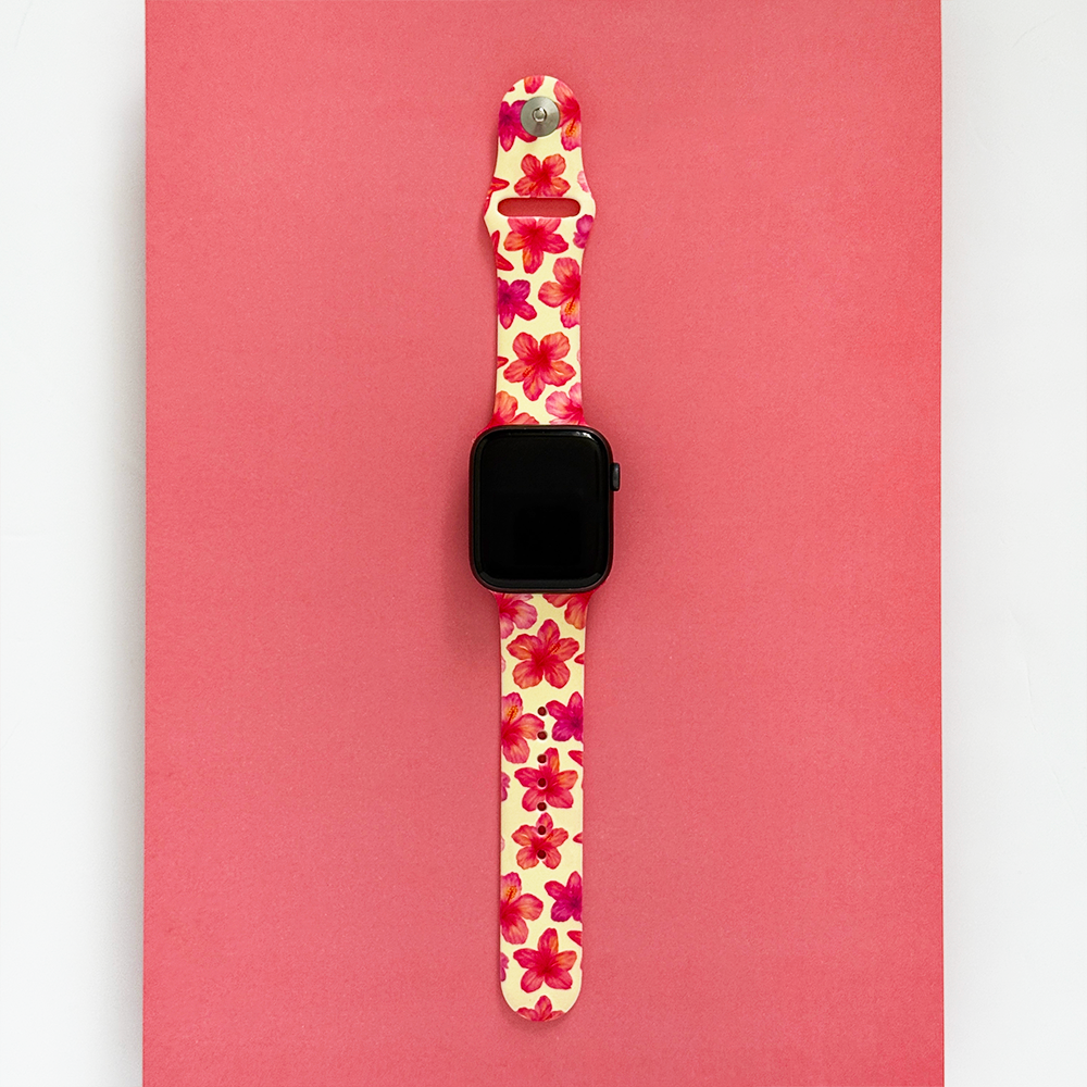 Island Girl Butter Yellow Hibiscus Apple Watch Strap