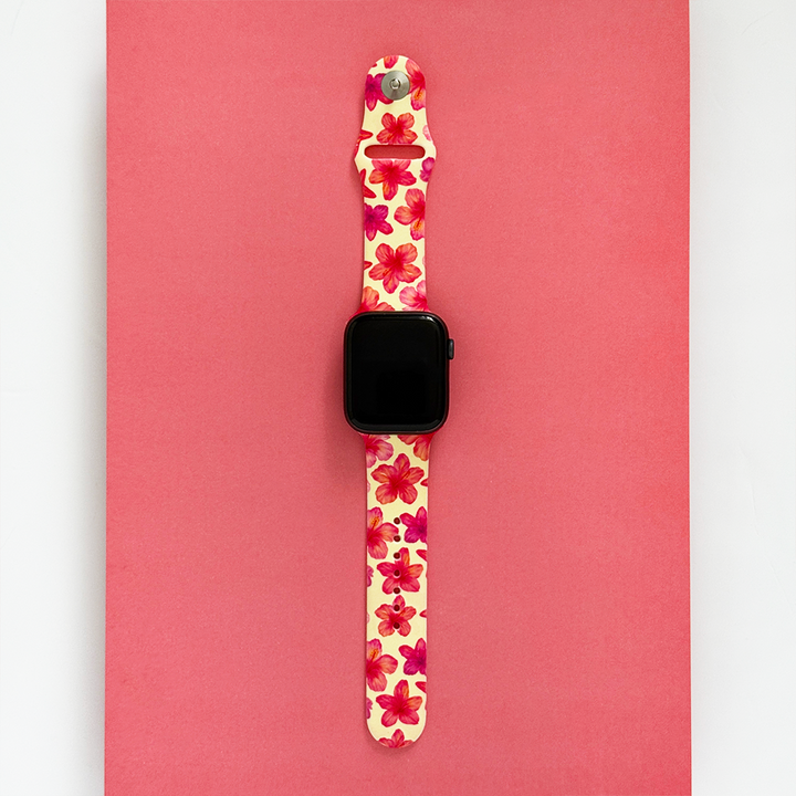 Island Girl Butter Yellow Hibiscus Apple Watch Strap