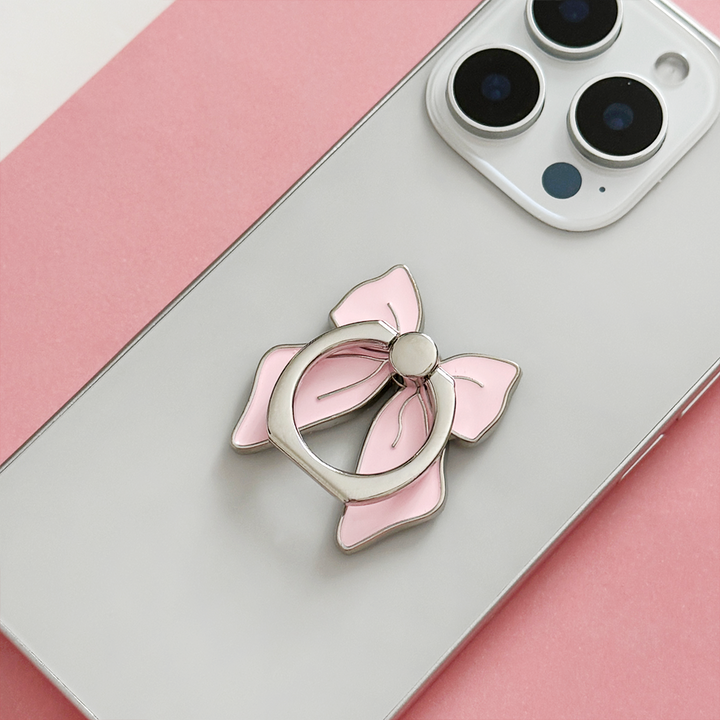 Adhesive Phone Ring - Pink Bow