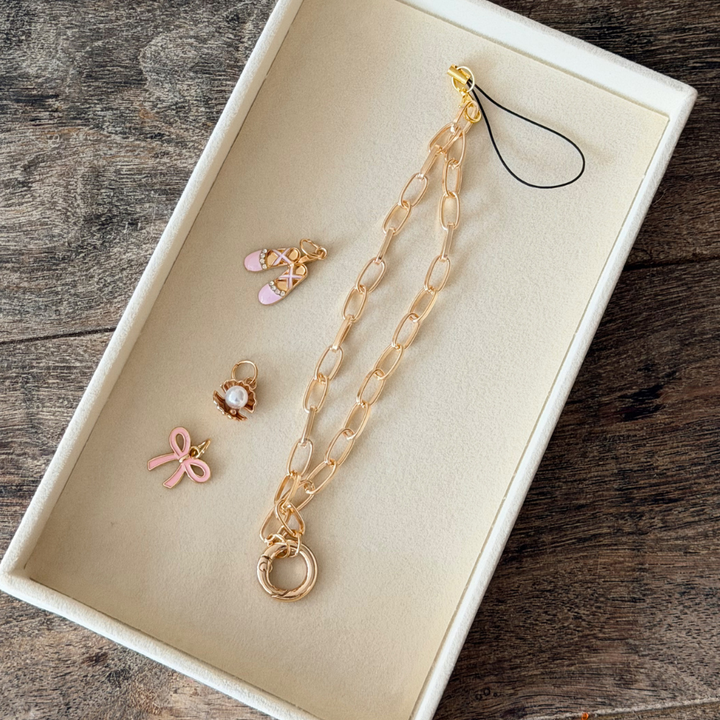 Pink Bow on Phone Strap jewellery tray
