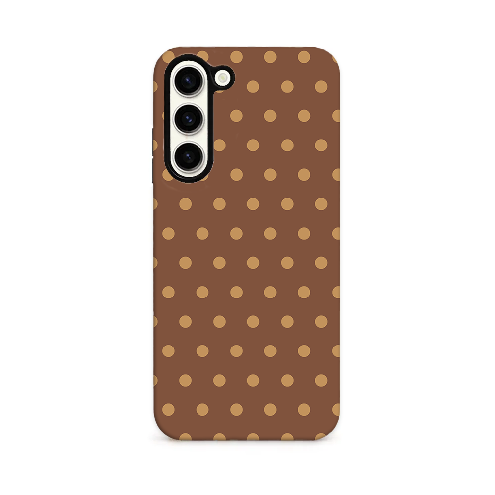 Chocolate brown polka dot case.