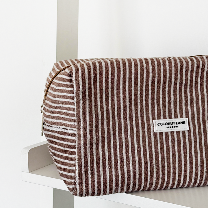 Towel Makeup Bag - Chestnut Stripes
