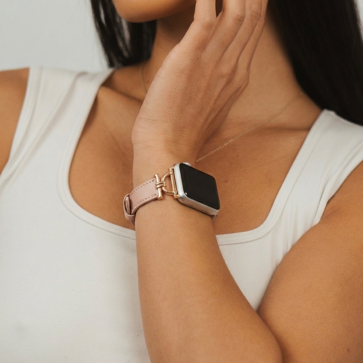 Vegan PU Leather Apple Watch Strap - Pink Chai