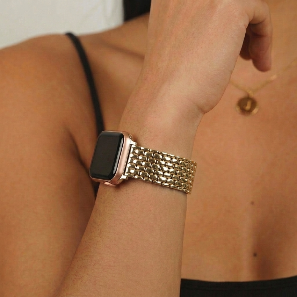 Girl wearing Mermaid Watch Strap in Gold