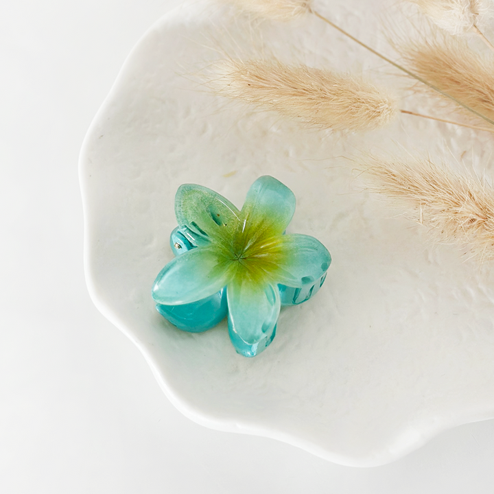 Mini Tropical Flower Claw Clip - Turquoise