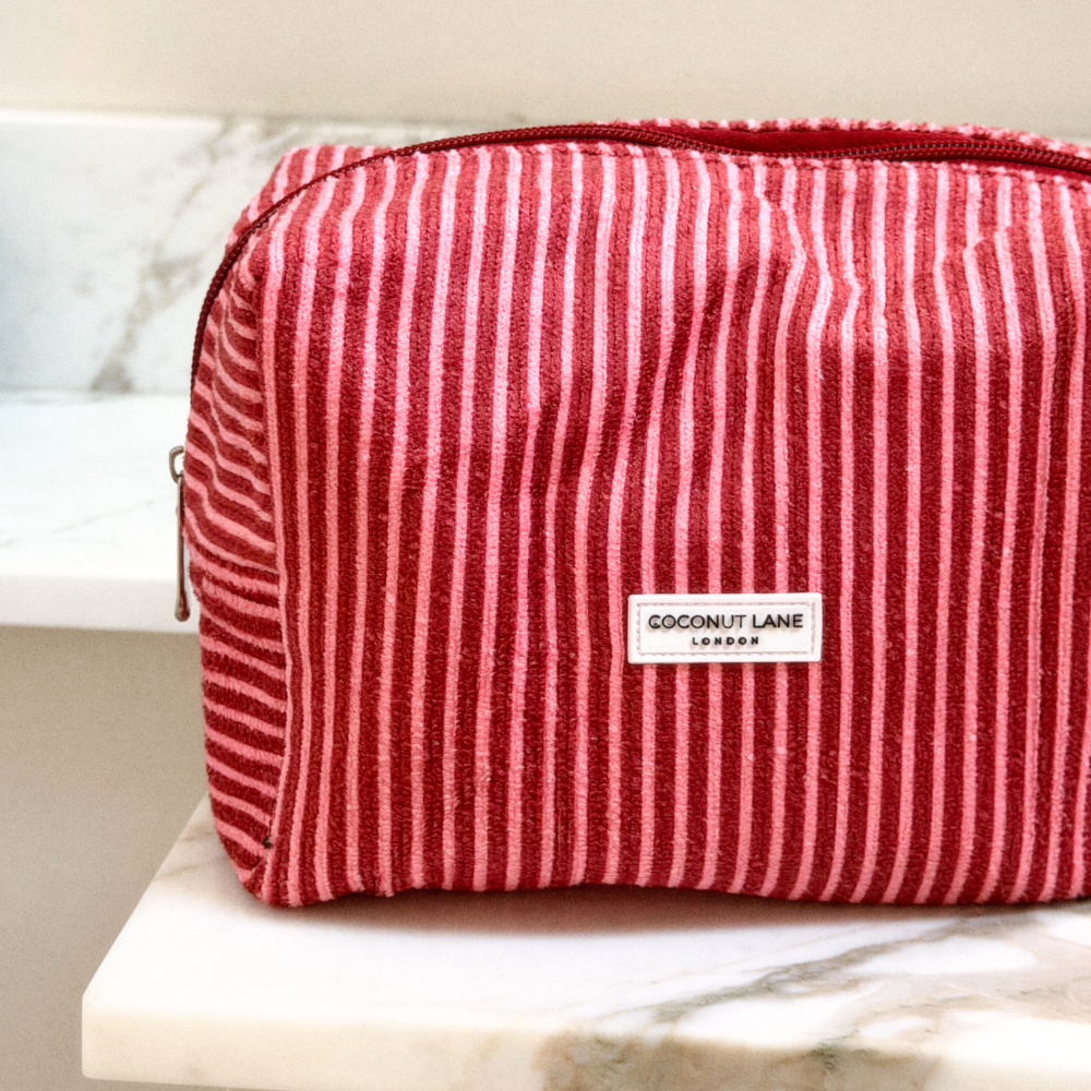 Mulberry Stripe Makeup Bag