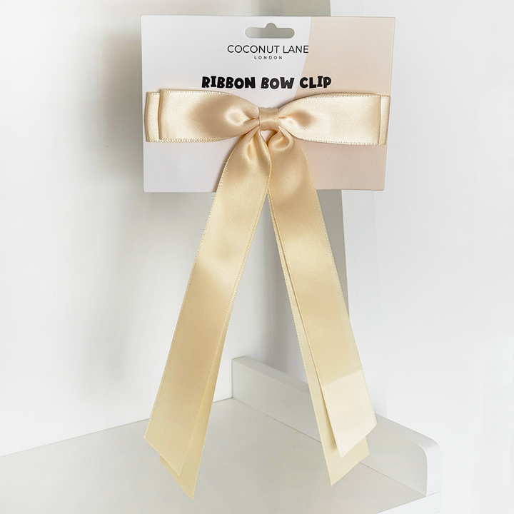 Ribbon Bow Clip - Butter Yellow