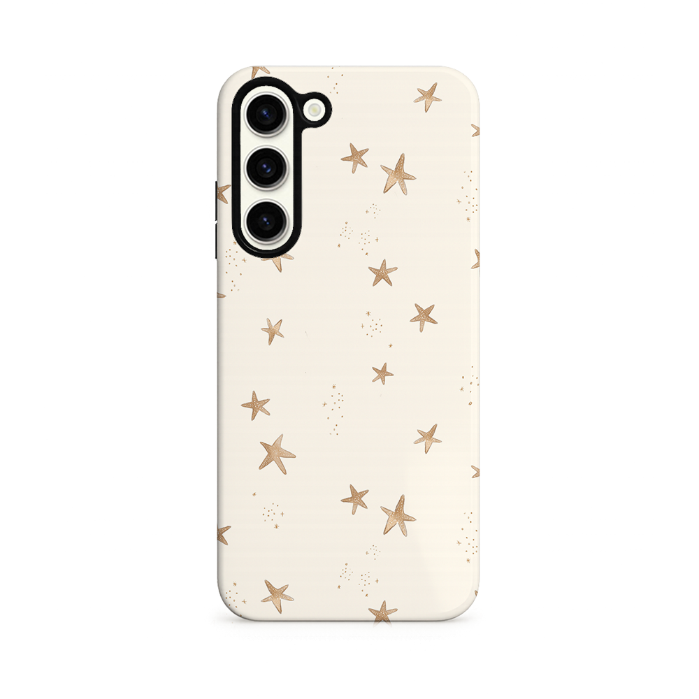 Phone case with starfish pattern on a beige background