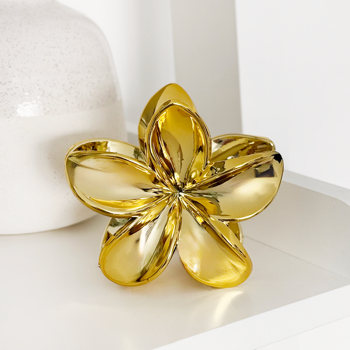 Tropical Flower Claw Clip - Gold