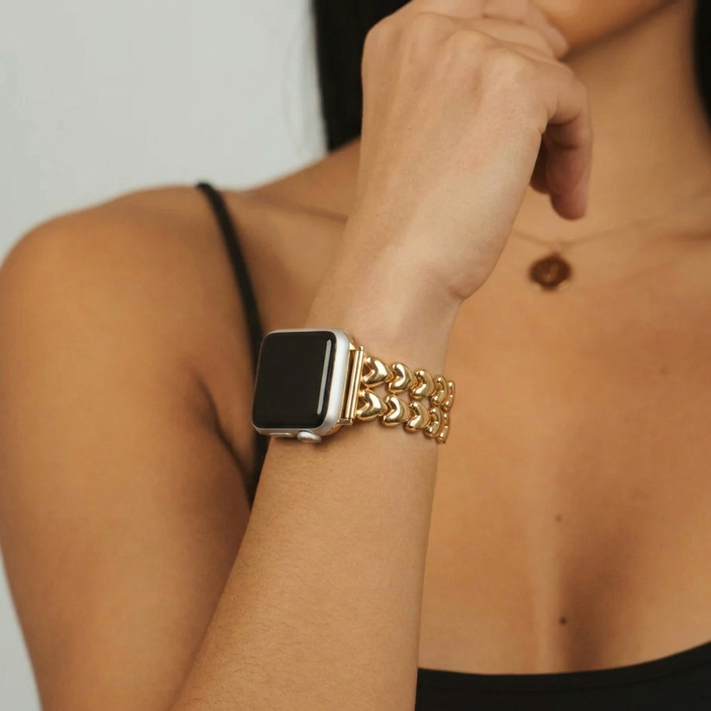 Hearts Chain Apple Watch Strap - Gold