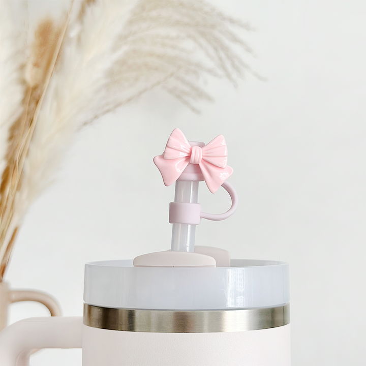 Pink Bow Straw Cover