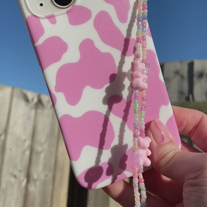 Beaded Phone Strap - Pastel Bears