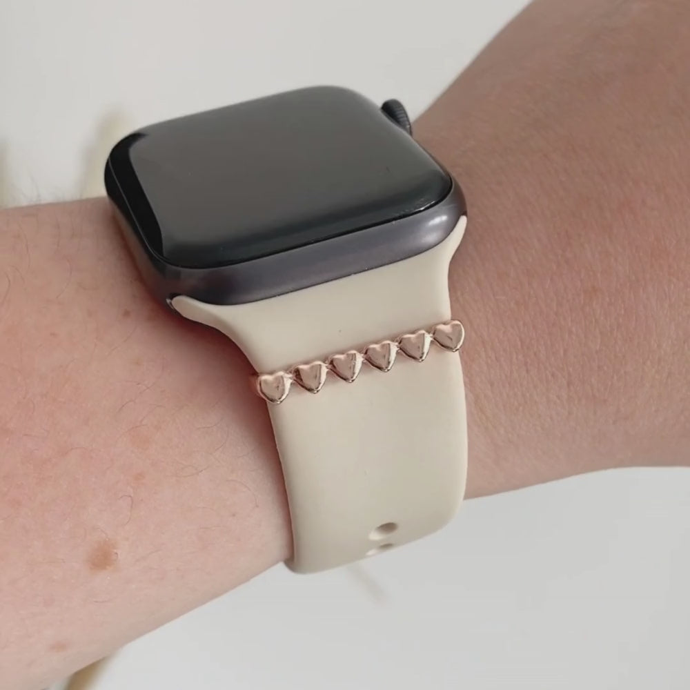 Watch Strap Charm - Rose Gold Hearts