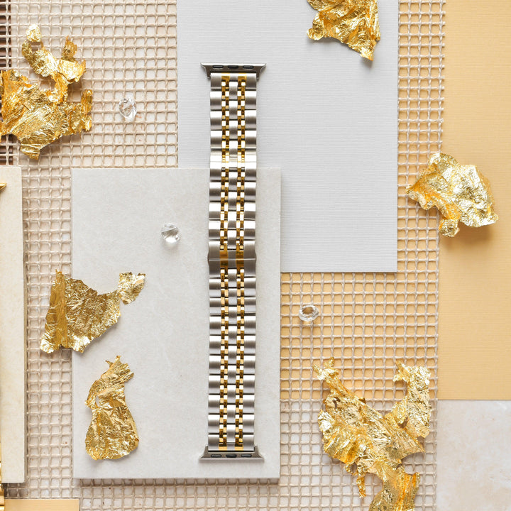 Silver-and-gold-stainless-steel-apple-watch-strap