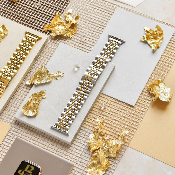Silver-and-gold-stainless-steel-apple-watch-strap