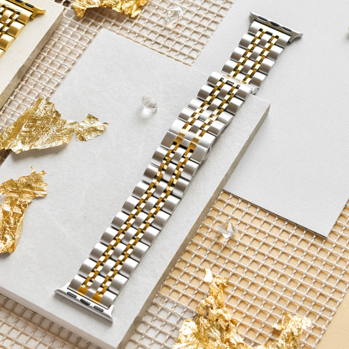 Silver-and-gold-stainless-steel-apple-watch-strap