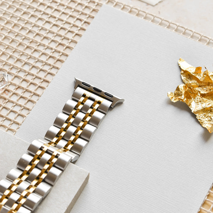 Silver-and-gold-stainless-steel-apple-watch-strap