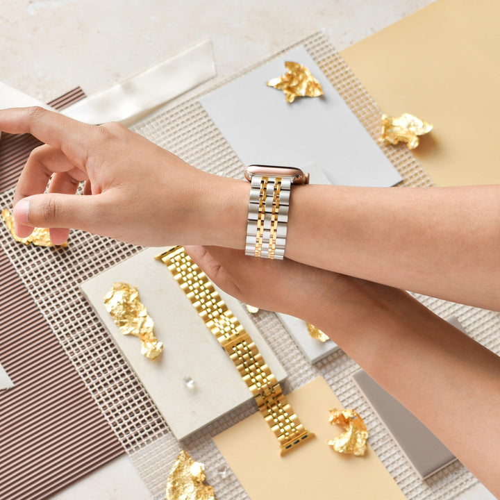 Silver-and-gold-stainless-steel-apple-watch-strap